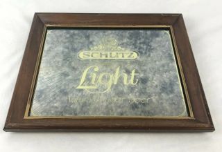 Vintage Schlitz Light Natural Pilsner Beer Mirrored Bar Pub Sign 1979 15”x13”