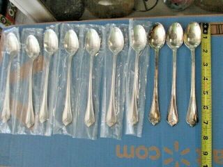Ten Oneida Ltd 1881 Rogers King James Silver Plated Ice Tea Spoons Long Handle