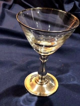 Scarce Gorham Sterling Silver Base Lenox Crystal Top Wine Glass No 1286