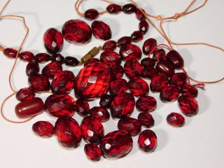 Vintage,  Art Deco Bakelite Cherry Amber Beads for Re - stringing / Repair Necklace 2