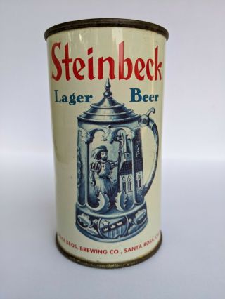 Steinbeck Lager Beer 12 Oz.  Steel Flat Top Beer Can,  Grace Bros,  Santa Rosa,  Ca.