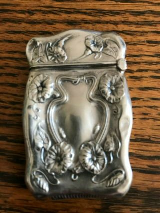 Vintage Sterling Silver Art Nouveau Match Safe