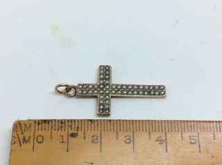 Antique Victorian 9ct Rolled Gold Cross Pearl Set Pendant Fob Charm 3