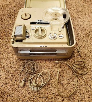 Vintage Revere T - 2000 Reel To Reel Magnetic Tape Recorder W Microphone And Cords