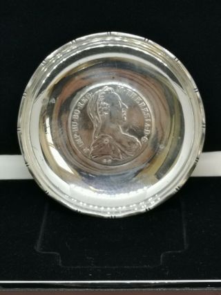 Wai Kee Sterling Silver Coin Tray Dish - 1 Thaler Maria Theresia 1780 Reversed