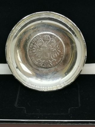 Wai Kee Sterling Silver Coin Tray Dish - 1 Thaler Maria Theresia 1780