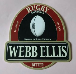Rugby Brewing Co Webb Ellis Bitter Ale Beer Pump Handle Clip Badge 3.  8 Warwick