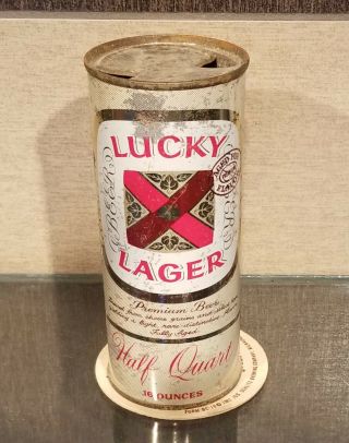 16 Ounce 1960 Lucky Lager Flat Top Beer Can San Francisco Azusa Ca Bug Can