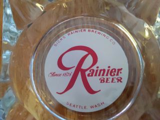 Vintage Sick ' s Rainier Beer Glass Ash Tray 2