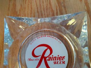 Vintage Sick ' s Rainier Beer Glass Ash Tray 3