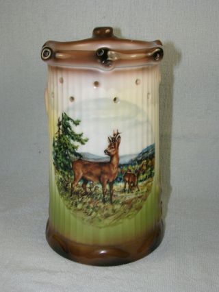 Vintage German Gerold Trick / Puzzle Jug Stein With Deer & Nude Lithophane