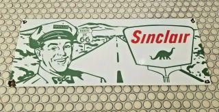Vintage Sinclair Gasoline Porcelain Route 66 Gas Service Station Attendant Sign