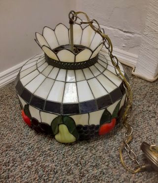 Tiffany Style Vintage Hanging Ceiling Lamp Stained Glass Light Chandelier Fruit
