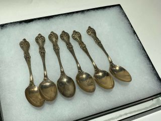 Set Of 6 Antique Sterling Silver Tea Sugar Spoons With Flowers 68 Grams
