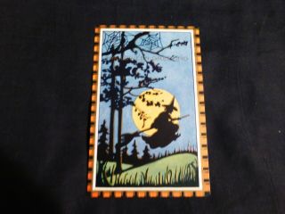 Fantastic Vintage Silhouette Witch In Moon Halloween Postcard - By Whitney
