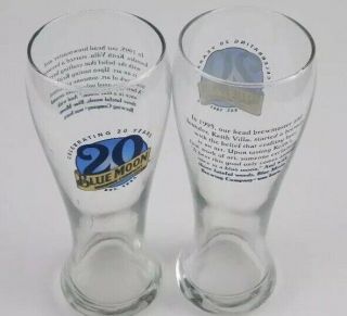 Blue Moon Beer 20th Anniversary Pilsner Glass 16oz.  - Set Of 2 Glasses
