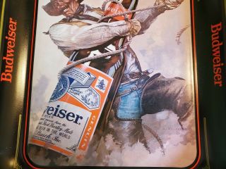 Vintage 1980s Budweiser King of Beers Cowboy Roping A Beer Bottle Metal Tray 3