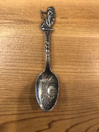Antique Vtg Arch Rock Mackinac Island Mich.  Native Chief Sterling Silver Spoon