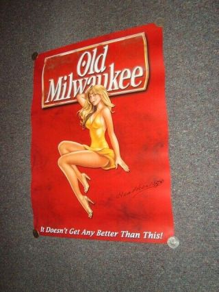 Circa 2005 Old Milwaukee Beer Sexy Girl Poster,  Heather