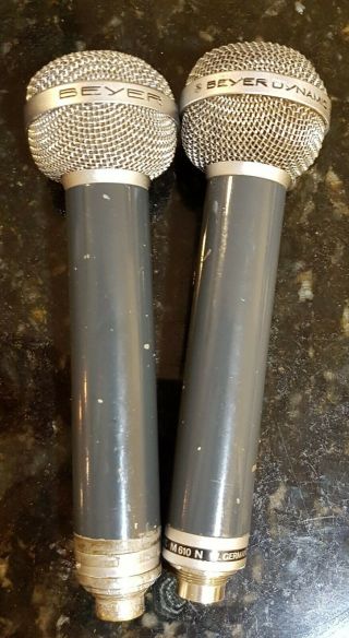 Pair Vintage Beyer / Beyerdynamic Dynamic Microphones M610 6 - Pin Tuchel Not.