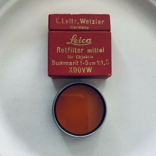 Leica Leitz Orange Summarit 5CM 1:1,  5 XOOVW Câmera Filter Lens German Vintage 3