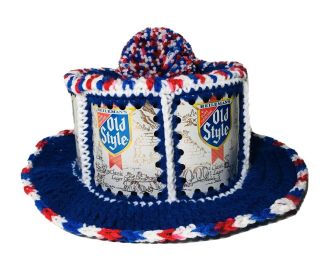 Handmade Crochet Old Style Beer Can Hat Retro Hipster Usa Party Cap