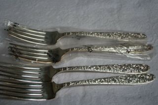 National Silver Co.  Silver Plated Flatware " Narcissus " (4) Dinner Forks 7.  5 "
