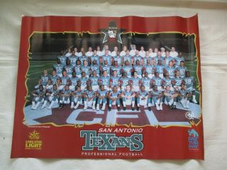 1995 San Antonio Texans Football Cfl Team Texas Lone Star Beer Poster Sign