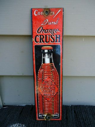 Old Vintage 1920 Orange Crush " Come In " Porcelain Gas Station Door Sign Soda
