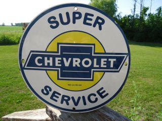 1950s Vintage Chevrolet Service Porcelain Enamel Advertising Sign Chevy