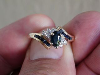 Vintage 10kt Yellow Gold With Blue Sapphire And Diamond Accents