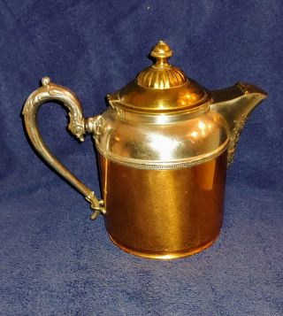 Antique Manning Bowman & Company Ornate Copper Pewter Brass Tea Pot Kettle 5