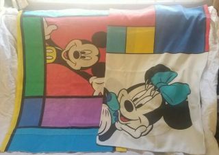 Vintage Disney Mickey Mouse 2 Standard Pillowcases Minnie Goofy