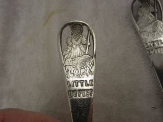 Antique Sterling Silver Little Bo - Peep Baby Fork & Spoon
