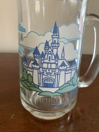 Vintage Walt Disney World Disneyland Anaheim Castle Glass Mug Stein