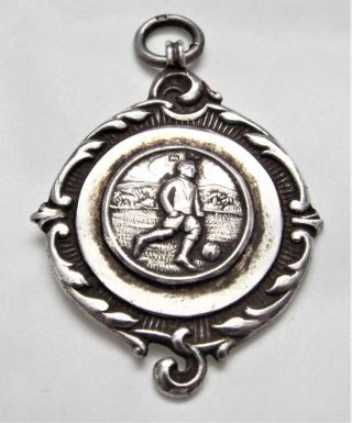 Antique Vintage 1932 Hallmarked Sterling Silver Football Fob Medal