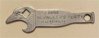 1910s Neuweiler Purity Beer Allentown Penna Eagle Shaped Bottle Opener A - 15 - 12
