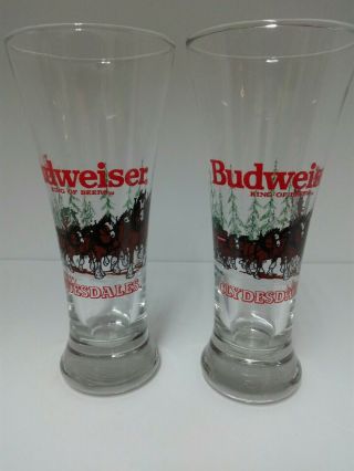 Set Of 2 Vintage Budweiser Clydesdale 1989 Fluted Pilsner 12 Oz Beer Glass