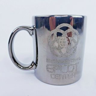 Vintage Walt Disney World Epcot Center Coffee Mug Cup Silver Ceramic Etched Logo