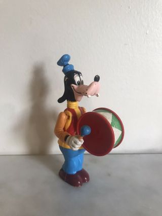 Vintage Disney Goofy Marching Band Drum Major Plastic Toy Figure 5 1/2” Tall