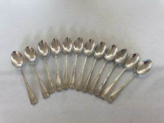Set Of 12 Silver Plated Art Deco Tea Spoons (spts 598) 5 "