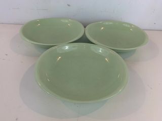 Vintage Iroquois Casual China Porcelain Set Of 3 Green Bowls By Russel Wright