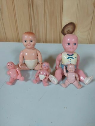 5 Renwal Babies 2 Dolls No.  9 Hard Plastic,  5 " Tall,  3 Little Jointed Arms,  Legs