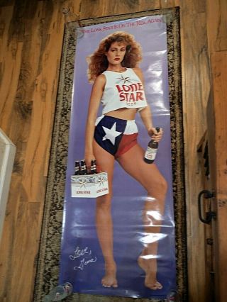 Huge Vintage Lone Star Beer " Love Gina " Poster - 5 1/2 