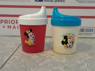 2 Playskool Disney Sippy Cups,  Disney,  Baby Mickey,  4 Oz. ,  Vintage 1987
