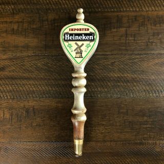 Vintage Imported Heineken Windmill Wooden Screw On Beer Tap Handle 13 "