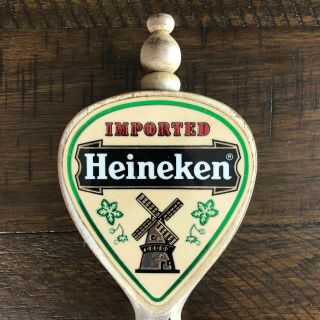 Vintage Imported Heineken Windmill Wooden Screw on Beer Tap Handle 13 