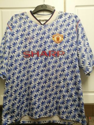 Manchester United Man Utd 1990/92 Away Adidas Vintage Shirt 1992 Xl Men