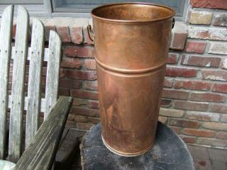 Vintage Revere Ware Copper Umbrella Stand W/wooden Bale Handle 19 " Tall Pail.