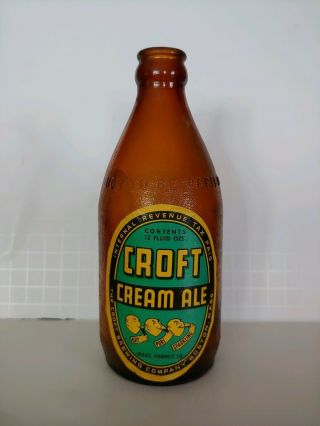 Croft Cream Ale Irtp " Wartime Bottle " Boston Mass.